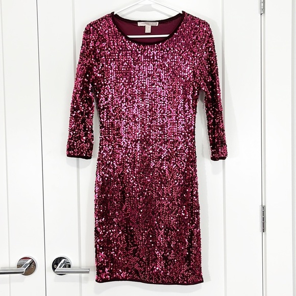 Forever 21 XS Purple Sequin Long Sleeve Bodycon Dress - Picture 1 of 10